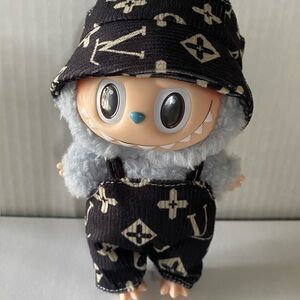 Black DESIGNER jumpsuit & HAT Labubu OUTFIT - Doll NOT Included